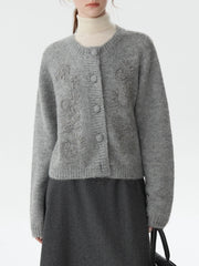 Koreanischer, schwerer Strickcardigan im Herbststil