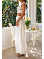 Zweiteiliges Set aus besticktem Camisole-Rock und Blumen-Top