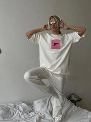 Oversized-T-Shirt aus Baumwolle mit Grafikprint und Rundhalsausschnitt
