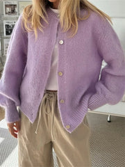 Flauschiger, warmer Strickcardigan mit Knopfleiste