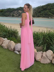 Trägerloses Maxikleid mit Mesh-Band und einer Schulter