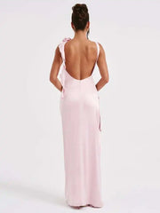 Applikationen, rückenfreies Midikleid
