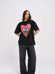 Grunge Oversized T-Shirt mit Lebensmittelgrafik