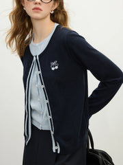 Elegante, bestickte Strickjacke aus Wolle