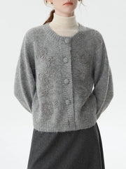 Koreanischer, schwerer Strickcardigan im Herbststil