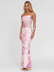 Maxikleid mit Blumenmuster und Wickeloptik