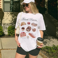 T-Shirt aus lockerer Baumwolle mit Gebäckmotiv
