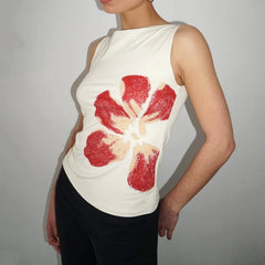 Figurbetontes, geblümtes Vintage-Crop-Top