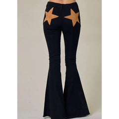 Bootcut-Hose mit Sternenmuster und weitem Bein
