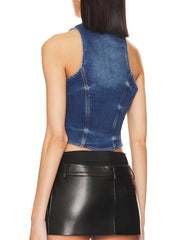 Jeans-Crop-Top mit Knopfleiste