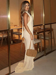 Neckholder-Rüschen-Ärmelloses Bodycon-Kleid