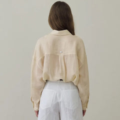 100 % Ramie, dünne Bluse mit französischem Revers