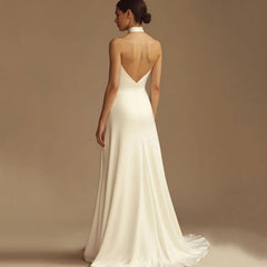 A-Linien-Abendkleid mit rückenfreiem, schlichtem Neckholder-Kleid