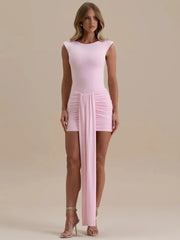 Rosa Patchwork-Tank-Bodycon-Kleid