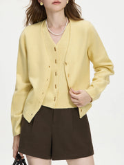 Zweiteiliger Strickcardigan aus Wolle mit V-Ausschnitt