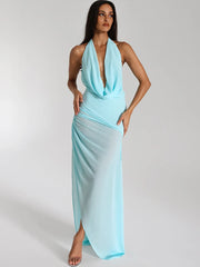 rückenfreies Neckholder-Partykleid mit Schleifenknoten