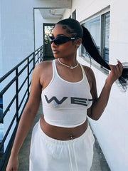 Schwarzes Punk-Crop-Top mit Bandagen