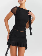 Zweiteiliges Set aus transparentem Kaftan-Bikinikleid