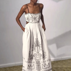 Bedrucktes, schwingendes Boho-Kleid mit Blumenmuster und eckigem Ausschnitt