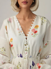 Maxikleid mit Laternenärmeln und Blumenmuster