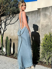 Trägerloses, sexy Maxikleid mit Hängekragen