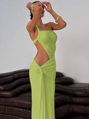 Ärmelloses, figurbetontes One-Shoulder-Urlaubskleid