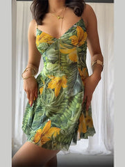 Bedrucktes Mini-Kleid mit Schnürung
