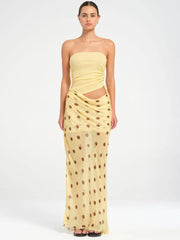 Maxikleid mit Polka-Dot-Patchwork