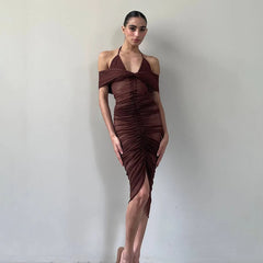 Kurzes Mini-Abendkleid aus Tüll mit Neckholder und Rüschen, herzförmigem Dekolleté