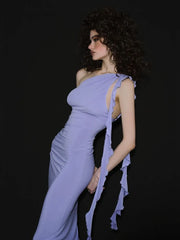 Rüschenärmelloses, figurbetontes Freizeitkleid für Partys