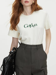 Lässiges T-Shirt mit Buchstabenprint auf der Schulter
