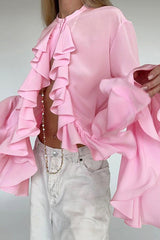 Elegante Bluse mit Rüschen und langen Ärmeln