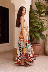 Printed Linen Patchwork Slip Dress