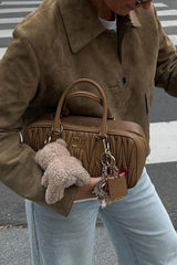 Unifarbene, geknöpfte Langarm-Freizeitjacke