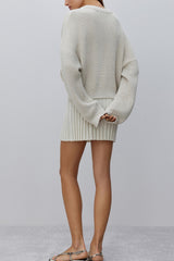 Strickpullover mit Rosenmuster und langen Ärmeln