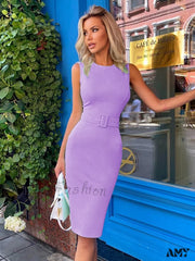 Amy Fashion - Bandage Lilac Purple Elegant Party Dress