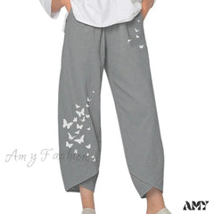Amy Fashion - Casual Harem Wide Leg Pants Gray / S