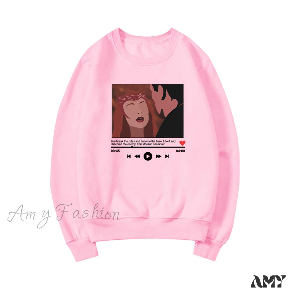 Amy Fashion - Cute Graphic Print Multi-Color Hoody Pullover