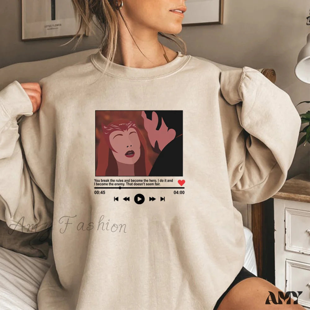 Amy Fashion - Cute Graphic Print Multi-Color Hoody Pullover