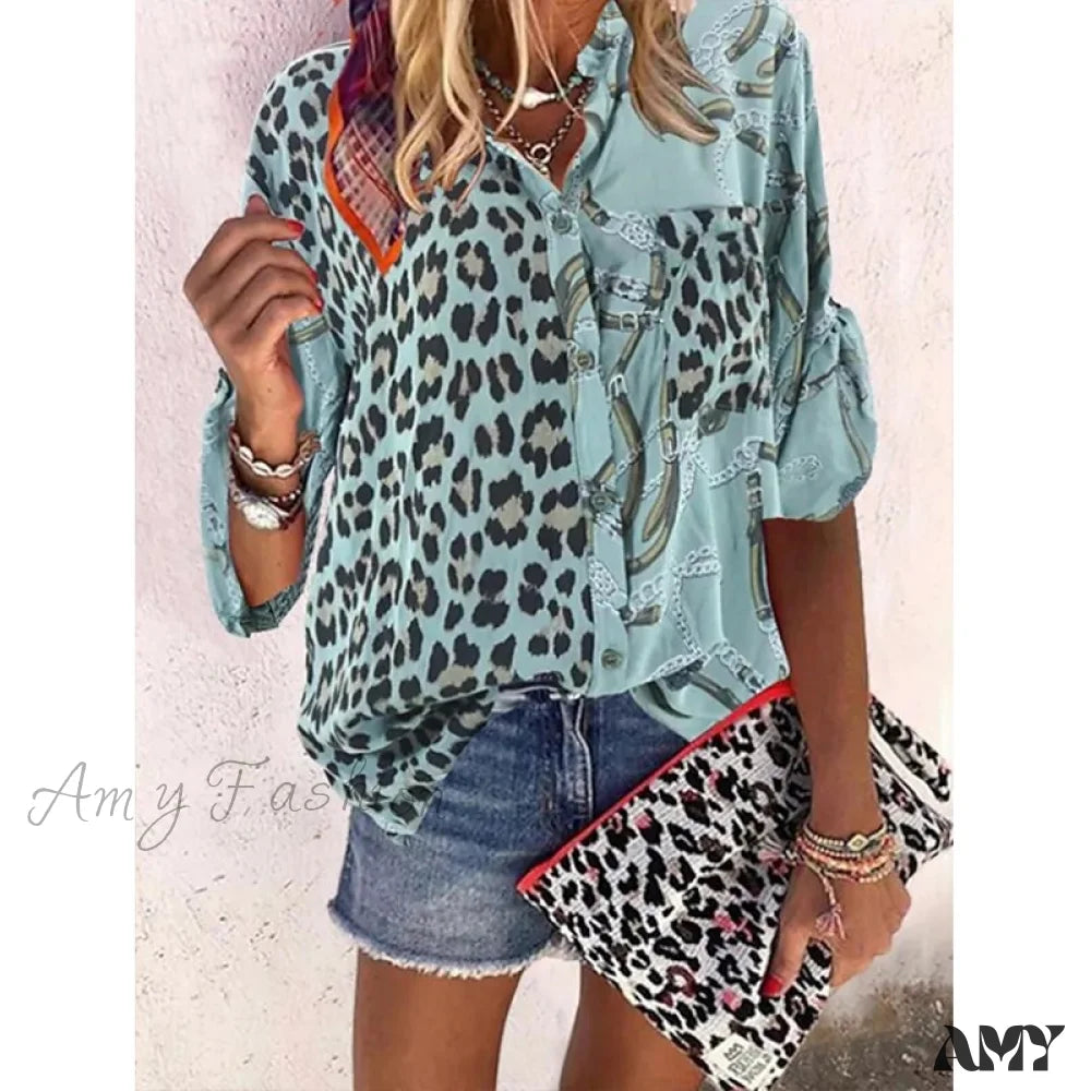 Amy Fashion - Loose Colorful Print Large Size Blouses 3 / S