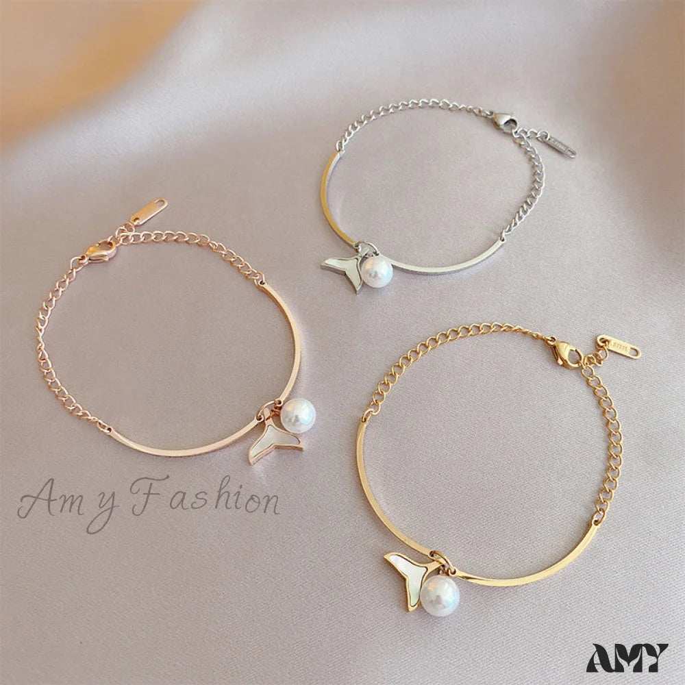 Amy Fashion - New Arrival Fish Tail Elegant Pearl Bracelet