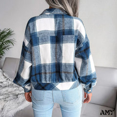 Amy Fashion - Plaid Vintage Pockets Oversized Jacket