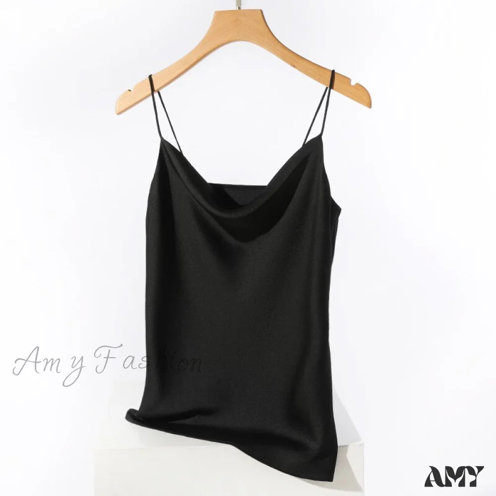 Amy Fashion - Satin Thin Wild Solid Camis