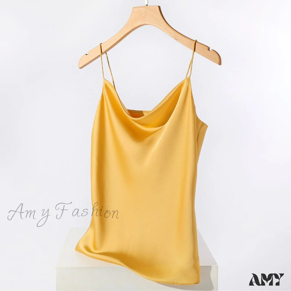 Amy Fashion - Satin Thin Wild Solid Camis