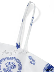 Amy Fashion - Vintage Women Summer Sleeveless Spaghetti Strap Floral Print Party Loose Casual