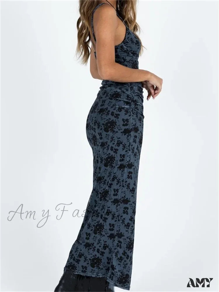 Amy Fashion - Women Sleeveless Strap Summer Vintage Floral V-Neck Party For Cocktail Beach Vestido