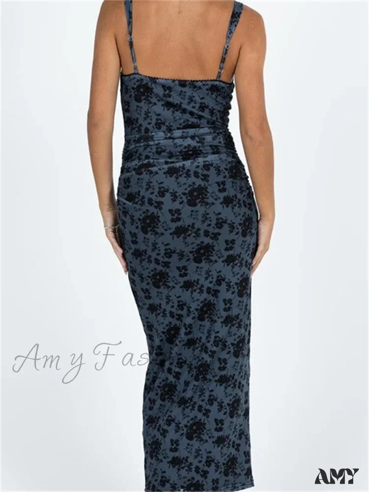 Amy Fashion - Women Sleeveless Strap Summer Vintage Floral V-Neck Party For Cocktail Beach Vestido