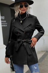 Zweireihiger Mantel mit Bindeband vorne, lässige Mode