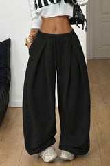 Pleated Drawstring Balloon Leg Pants