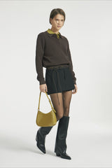 Polo Collar Button Placket Knit Sweater